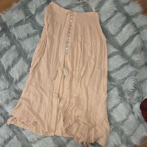 Promesa Cream Boho Maxi Skirt with Button Detail